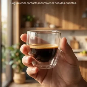 Copos Café Vidro Kit 6 Parede Dupla 90ml Borossilicato Transparente Expresso - Imagem 9