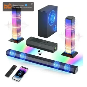 Caixa De Som Tv Sound Bar Subwoofer Home Theater 340W Gaonas Blutooth 5.3 2.1 Sem Fio Soundbar Barra De Som Cinema Para Smart Tvs, Graves Profundos E Aumento De Volume Com 3 Modos - Imagem 1