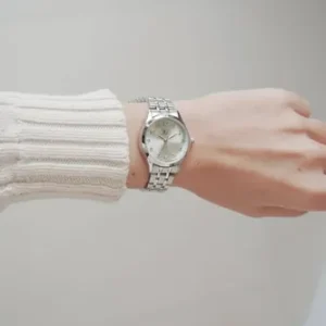 Kit Relógio Colar E Brincos Ponto De Luz Feminino Luxo Silver Saint Germain Presente Original Joias Prata Elegante Clássico 28mm - Imagem 4