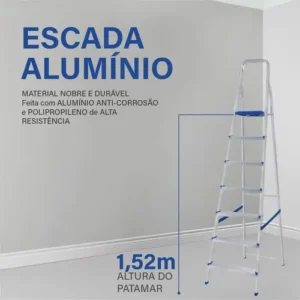Escada Mor De 7 Degraus Mor Reforçada Tesoura Prateado - Imagem 6