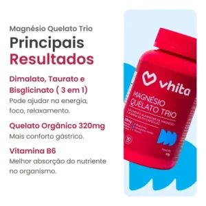 Magnésio Quelato Trio Vhita 3 Em 1 - 60 Caps - Imagem 3