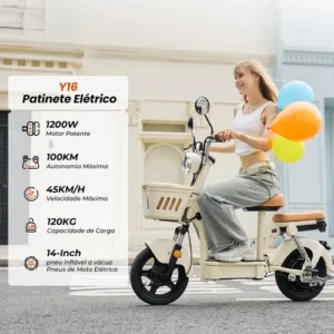 Bicicleta Elétrica Xroymexroy Y16 1200w 48v20ah 100km Branca - Imagem 2