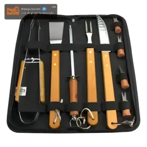 Kit Churrasco 360 De Aço Inoxidável Com 10 Peças - Imagem 1
