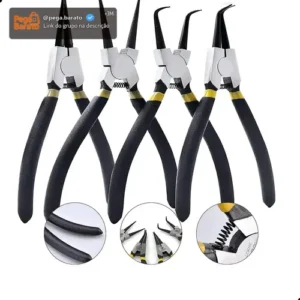 Kit 4 Alicates P/ Trava Anel Interno Externo Bico Curvo Reto - Imagem 1