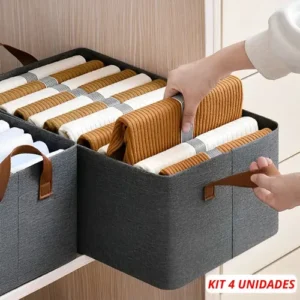 4 Caixas Organizadora De Guarda Roupa Cesto Gaveta Dobrável - Imagem 6