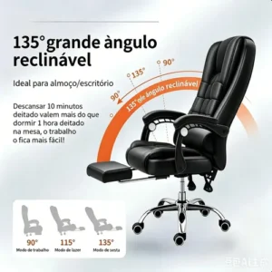 Cadeira Escritório Presidente Massageador Couro H Homall Preto Couro Este apoio de pés é ajustável e giratório, perfeito para uso no estudo ou no escritório. A capacidade de carga é de 120kg - Imagem 9