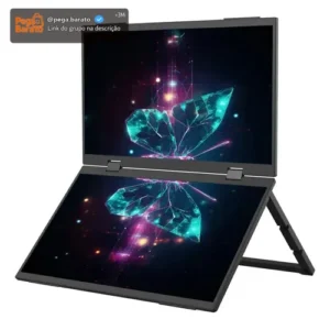Monitor Portátil Duplo 15.6 Full Hdcom Bolsa Telas Dobráveis Preto - Imagem 1