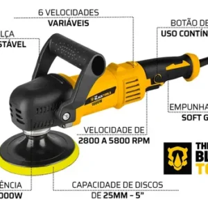 Politriz Angular Automotiva 5 Polegadas 1000w 2800-5800 Rpm Btp1000 The Black Tools - Imagem 2