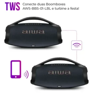 Caixa de Som Boombox Plus AIWA BBS-01-LBL 200W Bluetooth 30H IP66 USB RGB - Imagem 11