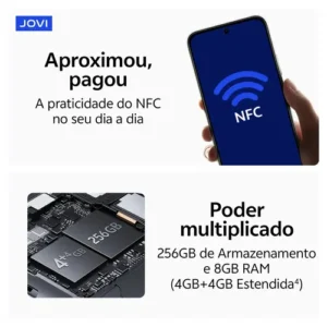 Smartphone Jovi Y21 256GB 8GB (4+4GB RAM expansível) Câmera 50mp Bateria 6500mah - Lilás - Imagem 9