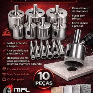 Jogo Com 15 Brocas Diamantadas 6-50mm Vidro Ceramica Piso MFL - Imagem 3
