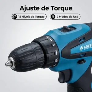 Parafusadeira Furadeira Adeske 12V Sem Fio Azul Com Kit de Acessórios - Imagem 2