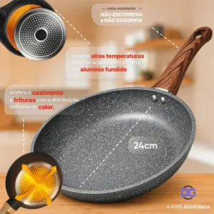 Panela Frigideira Indução E Gás Antiaderente De Cerâmica 24cm Luxo Sem Tampa Premium Care Cor Grafite Marca Dc - Imagem 5