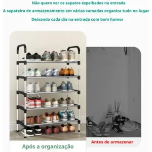 Rack Vertical Sapateira 5 Prateleiras 15 Pares Aço Inox Cor - Imagem 8