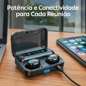 HIVI Fone de ouvido sem fio TWS F9-5C Bluetooth com LED e Power Bank resistente à água - Imagem 12