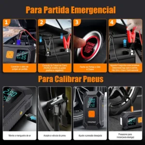 Auxiliar Partida Portátil Veicular Compressor Ar Emergência - Imagem 7