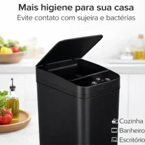 Lixeira Automatica Sensor 13L Inteligente Banheiro Cozinha Tampa Eletrica Infravermelho Abertura Automatica Sem Toque Compacta Plastico Resistente Vedacao Odor Residencial RMI - Imagem 11
