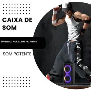 Caixa de Som Bluetooth Caixinha Grande 2 Altos Falantes 10w-hz 5.0 Boombox Com Radio Fm E Entrada Usb Pendrive - Imagem 5