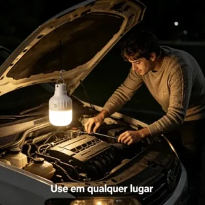 Lampião Lampada Led Portátil Recarregável Com Placa Solar usb Ideal Para Camping Barraca Pesca Jardim Cellulari - Imagem 7