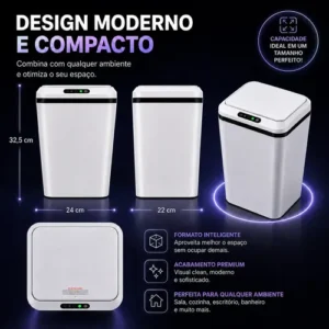 Lixeira Automática Sensor Inteligente Recarregável USB para Escritório e Casa - Imagem 6