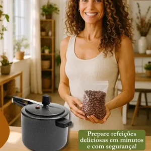 Panela de pressão 4,5 litros Alumínio Preta Segura Reforçada Cozimento Rápido Econômica Fechamento Interno - Imagem 7