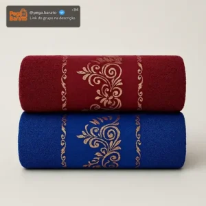 Kit 2 Toalhas Banho Jacquard Gigantes 100% Algodão 70x150cm - Imagem 1