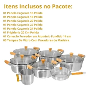 Conjunto De Panelas 7 Peças Alumínio Fundido Batido Grosso - Imagem 7