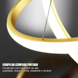 Lustre Led Sala Moderno 60w, 3 Arcos Pendente Luminária Teto - Imagem 8
