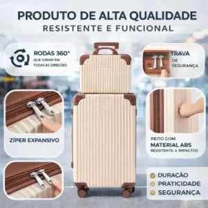 Mala De Viagem 10kg Promoção Rodas 360° Miami Com Frasqueira - Imagem 8