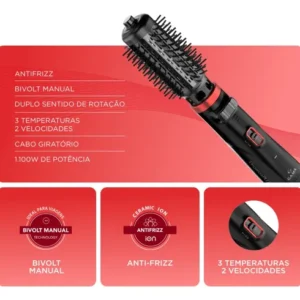 Escova Rotativa Gama Eleganza Plus Antifrizz 3 Em 1 Bivolt - Imagem 3