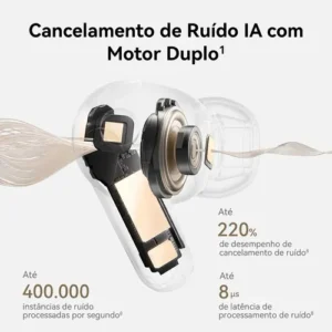 Fone de Ouvido Sem Fio HUAWEI FreeBuds Pro 5 Cancelamento de Ruído com IA de Motor Duplo Som Ultra Imersivo Chamadas Estáveis e Nítidas IP57 Até 38 horas Autonomia de Bateria Areia - Imagem 3