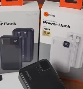 Power Bank Basike 20000mAh Preto, Carga Rápida 22.5W para iPhone e Samsung, Com Cabos Embutidos e Display - Imagem 2