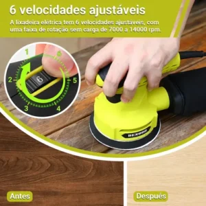 Lixadeira Orbital Elétrica 300w Real Profissional 125mm Com Auto Vácuo Coletor De Pó + 16 Lixas Kit Completo 220v Desoon - Imagem 5