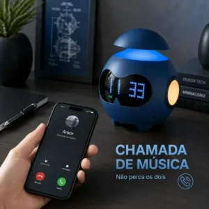 Despertador Inteligente Design Robo Bluetooth Alto-falante - Imagem 6