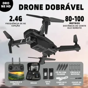 Mini Drone E88 Pro Com Câmera Dupla Wifi Com Case 2 Baterias + Ligenai Jozy Mini Controle Remoto Drone 2.4 Ghz - Imagem 4