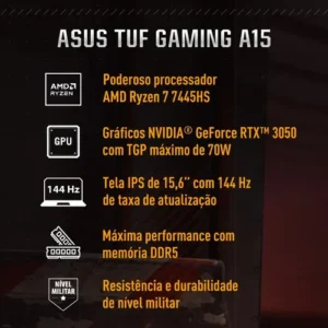 Notebook Asus Tuf Gaming A15 3050 Ryzen 7 16gb 512gb Linux - Imagem 2