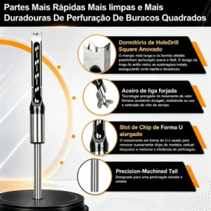 Brocas P/ Furo Quadrado Jogo 4 Peças 1/4 - 5/16 - 3/8 - 1/2 - Imagem 2
