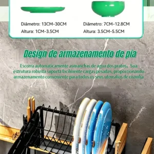 Escorredor De Louça dois andares para Prato Talheres Bancada Secador Organizador cozinha drenagem automatica 360° VAVICHICA - Imagem 7