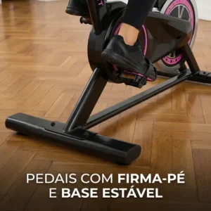 Bicicleta Ergométrica Bike Spinning Garrafa 6kg Sensação Inércia Com Medidor Cardíaco Fitness Preto e Rosa Sevenfit Para Cardio E Musculação - Imagem 5