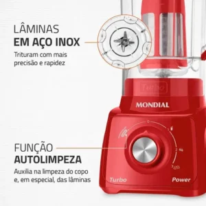 Liquidificador L-99 Turbo Power 2,2l 550w Vermelho Mondial - Imagem 6