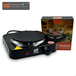 Fogão Elétrico de Mesa INMA 1 Boca para Viagem e Camping 1000W Preto - Imagem 1