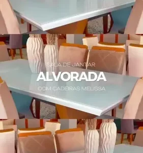 Mesa Alvorada 180 Tp Mdf Vidro Canto Reto 6 Cadeiras Rufato - Imagem 3