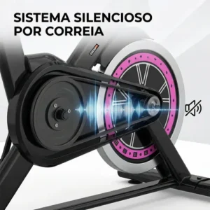 Bicicleta Ergométrica Bike Spinning Garrafa 6kg Sensação Inércia Com Medidor Cardíaco Fitness Preto e Rosa Sevenfit Para Cardio E Musculação - Imagem 4