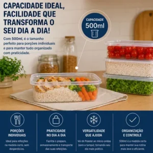 Kit 10 Potes 500ml Bpa Free Freezer Microondas Reutilizável - Imagem 7