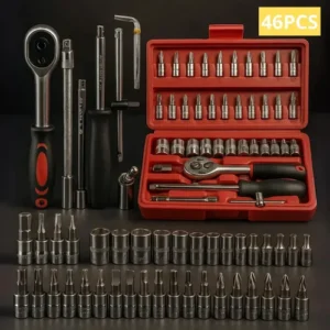 Kit Chaves Ferramentas Jogo Fenda Philips Catraca Soquete Allen 46 Peças com Maleta Completa Manual Ideal Mecânico Manutenção Casa Carro Profissional Resistente Portátil Compacto Marca VLX - Imagem 4
