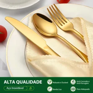 Jogo 30 Peças Conjunto Talheres Inox Faqueiro - Imagem 4