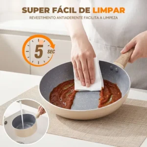 Conjunto Panelas Cerâmica Antiaderente Indução Gas 8 Peças - Imagem 5