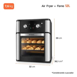Fritadeira Air Fryer Forno Oven 12l Mondial Afon-12l-ab Preto - Imagem 7