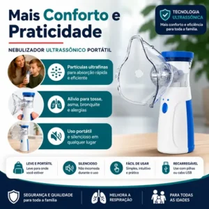 Inalador Nebulizador Portatil Aparelho Inalação Silencioso - Imagem 2