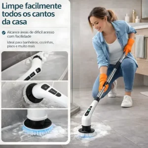 Esfregão Mop 9 Em 1 Escova De Limpeza Elétrica Multiuso Rotatória Magica Limpa Canto Friso Banheiro Cozinhha Bivolt - Imagem 5